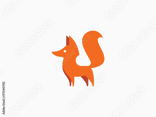 Adorable orange fox stands alert, a charming woodland creature, perfect for logo or children's design