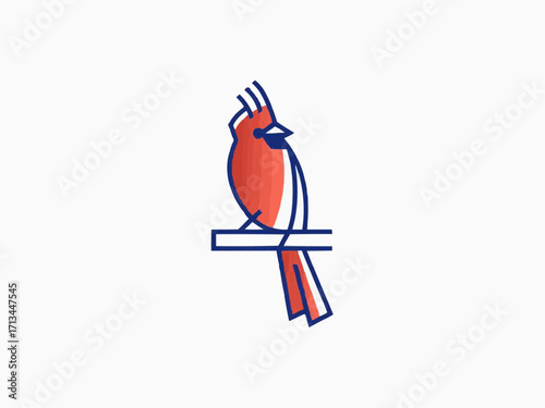 Elegant cardinal perched gracefully, a modern illustration perfect for nature and wildlife themes