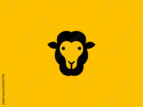 Charming sheep head logo in bold graphic style evokes trust and whimsy for branding projects
