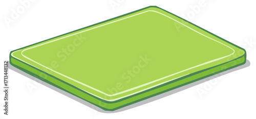 Isometric bright green mat or board with rounded corners vector illustration