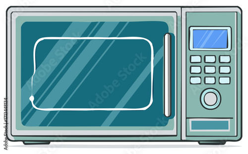 Turquoise Microwave Oven Kitchen Appliance Icon Illustration Cooking Technology Isolated