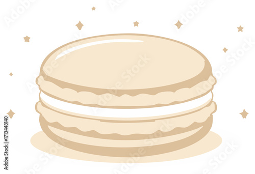 Illustration of beige macaroon dessert with star decorations