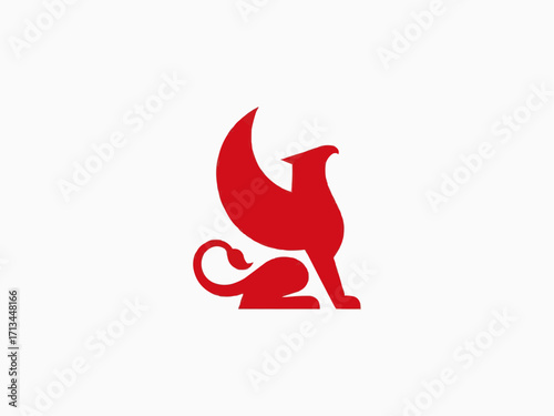 Majestic Red Griffin Heraldic Symbol of Power and Strength for Brand Identity