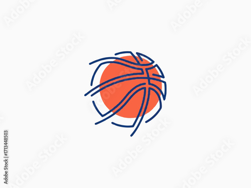 Dynamic abstract basketball graphic with vibrant orange and blue lines, perfect for sports branding