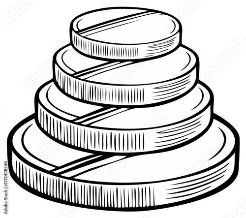Stacked Medical Pills Graphic Depicting Dosage or Prescription Medicine