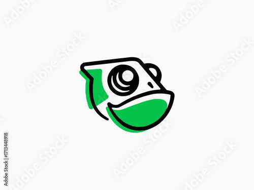 Whimsical chameleon face icon brings vibrant personality to any creative project