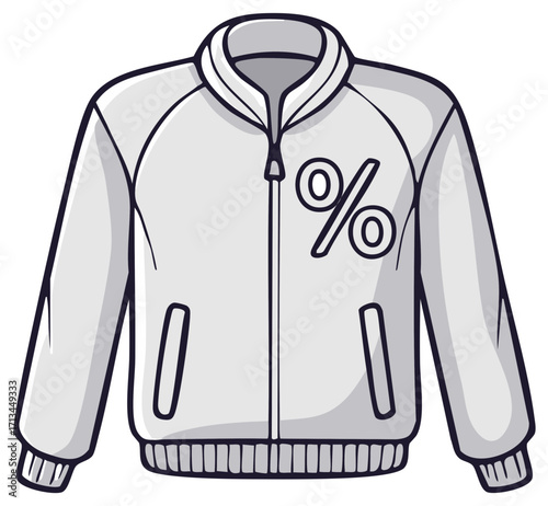 Stylish Bomber Jacket with Percent Symbol Emblem Isolated on White