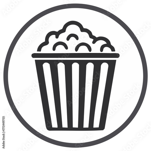 Popcorn Bucket Icon Sign Food Movie Film Theater Entertainment