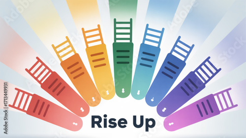 Colorful ladder illustration symbolizing career growth and success opportunities for business and personal rise