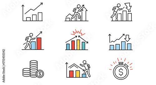Business Growth and Financial Success A Collection of Vector Illustrations