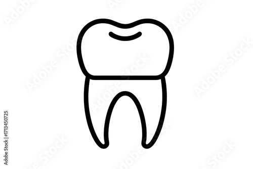 Tooth line icon. Dental care concept. Molar and crown symbol. Dentistry and stomatology logo. Oral health and hygiene sign. Simple vector outline for dentist clinic, app, web.