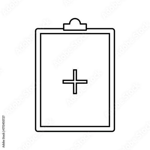 Medical clipboard with plus symbol icon