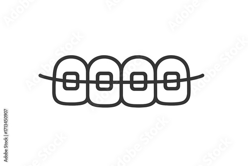 Dental braces line icon. Orthodontic treatment and tooth alignment concept. Dentistry and oral health care symbol. Vector illustration for dentist clinic and web design.