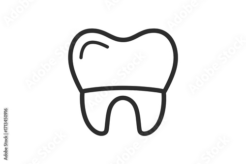 Tooth outline icon for dentistry and dental care. Simple vector illustration for logo, clinic, or web design. Concept of oral health, hygiene, and stomatology. Clean line art.