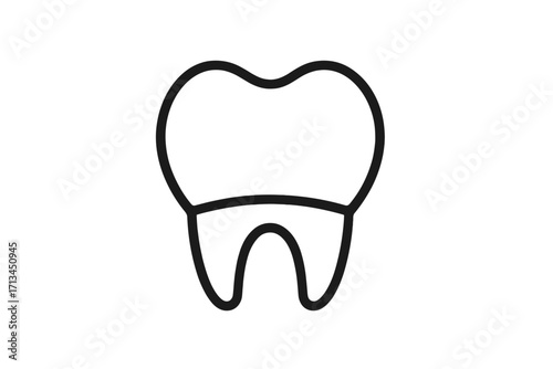 Tooth icon line vector. Dental care symbol. Simple outline molar illustration for dentistry, stomatology clinic. Oral hygiene, health concept. Dentist logo pictogram isolated.
