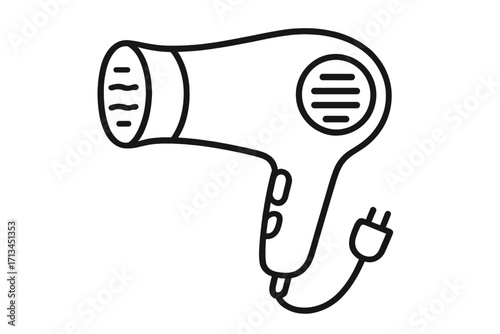 Hair dryer line icon for hair care and beauty. Vector illustration of a salon styling tool. Hairdressing and barber concept. Simple outline pictogram for web and graphic design.