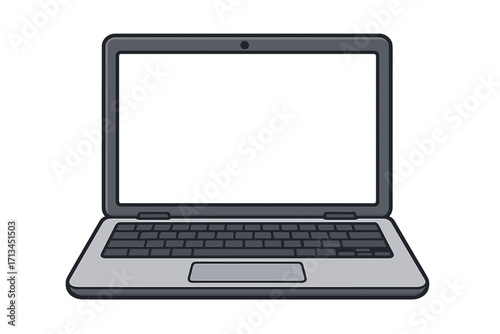 Laptop mockup with blank white screen. Vector cartoon illustration of a computer notebook. Modern flat design device template isolated on a transparent background.