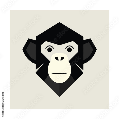 Geometric monkey face illustration on light background
