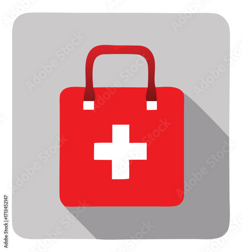 First aid kit icon red cross medical emergency supplies healthcare symbol graphic design