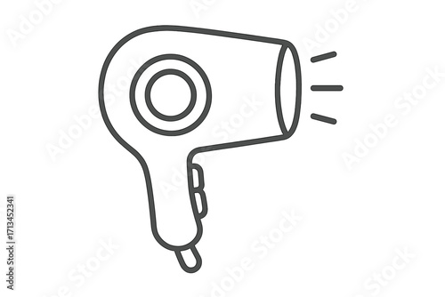 Hair dryer outline line icon. Vector pictogram for graphic & web design, apps & adverts. Blow dryer symbol for hairdressing, salon, beauty, bathroom appliance. Simple illustration.