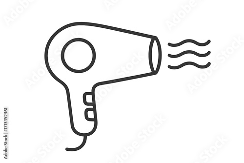 Hair dryer line icon. Blow dryer symbol. Hair styling tool vector illustration. Beauty salon, barbershop equipment pictogram. Hot air flow sign for web, app design.
