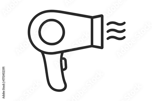 Hair dryer line icon. Blow dryer outline vector symbol for web design and apps. Hairdressing and beauty salon equipment sign. Hot air appliance for hair styling concept.