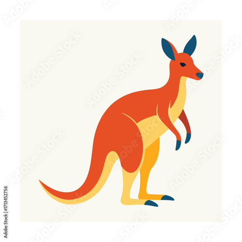 Orange kangaroo standing on a white background marsupial