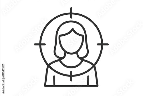 Target audience line icon. Customer focus and marketing segmentation concept. Headhunting, recruitment, and HR symbol. User persona and consumer profile for business.