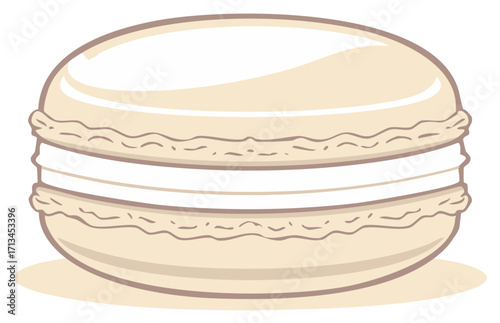 Creamy Vanilla French Macaron Pastry Vector Illustration