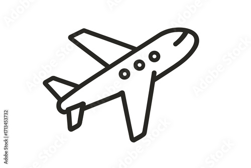 Airplane outline icon set for graphic and web design. Vector cartoon illustration of planes, jets, and aircraft symbols for apps and adverts. Travel and flight concept pictogram.