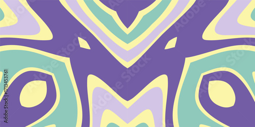 Abstract fluid curves and shapes in a symmetrical pastel color palette forming a dynamic design.