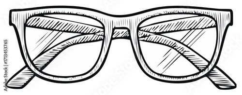 Sunglasses black and white illustration of eyewear. Retro frame summer vision