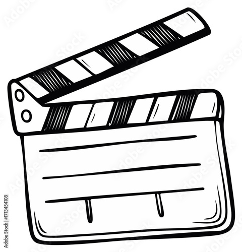 Doodle Style Movie Clapper Board Film Slate Showing the Start of a Scene