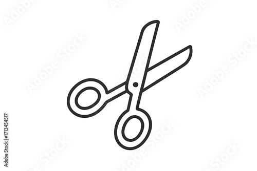 Scissors outline sign. Vector cutting tool for tailor, crafts, and office work. Haircut symbol for barbershops. Simple linear icon for web design, apps, and stationery.
