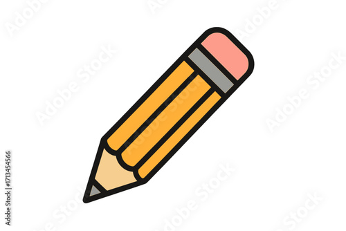 Simple pencil vector icon. Symbol of writing, drawing, education and creativity. Back to school and office supply concept. Flat design illustration for graphic design project.