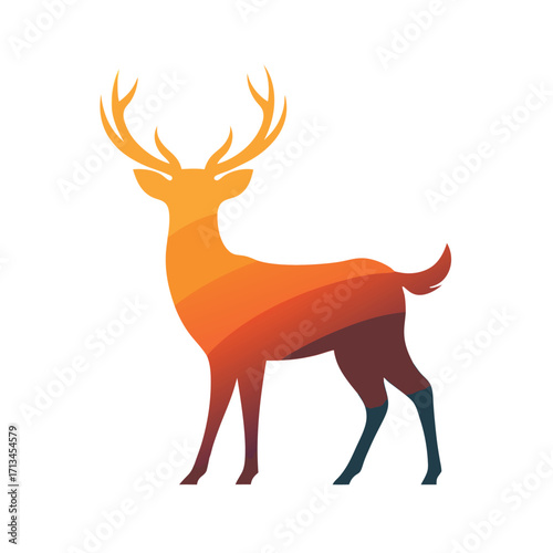 Stylized Deer Silhouette with Gradient Colors stag