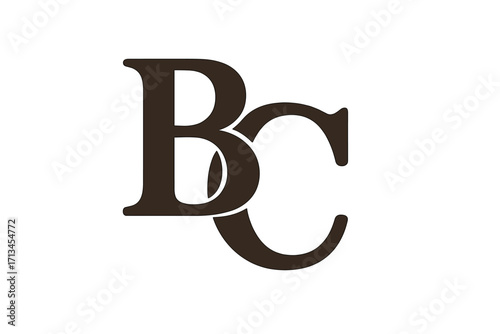 BC monogram logo design. CB initial letters icon. Elegant classic serif font for luxury brand identity. Business company corporate logotype. Vector isolated design element.