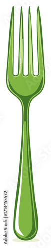 Elegant Green Fork Isolated Food Utensil Tableware Dining Silverware Kitchen Tool Culinary Equipment