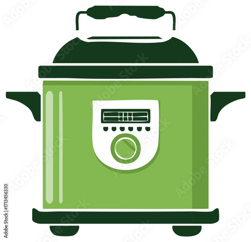Modern Green Electric Multi Cooker Kitchen Appliance Vector Illustration