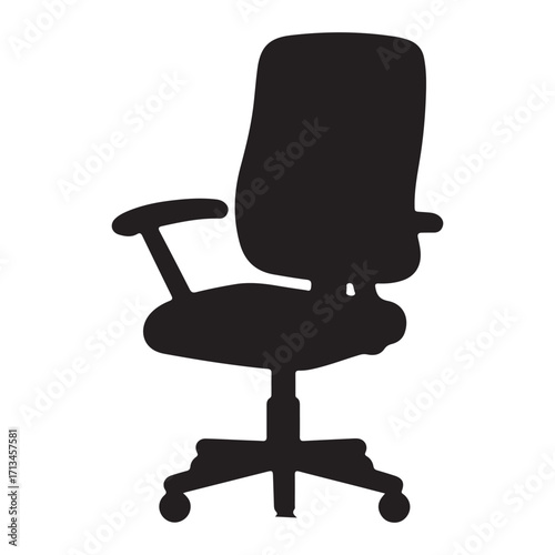 Ergonomic Office Chair Silhouette Design for Work From Home and Business Concepts Including Adjustable Armrests and Back Support