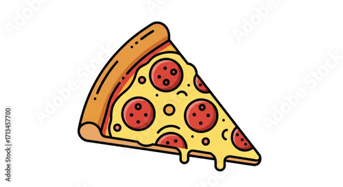 Delicious pepperoni pizza slice with melting cheese vector illustration for food lovers and restaurant menus