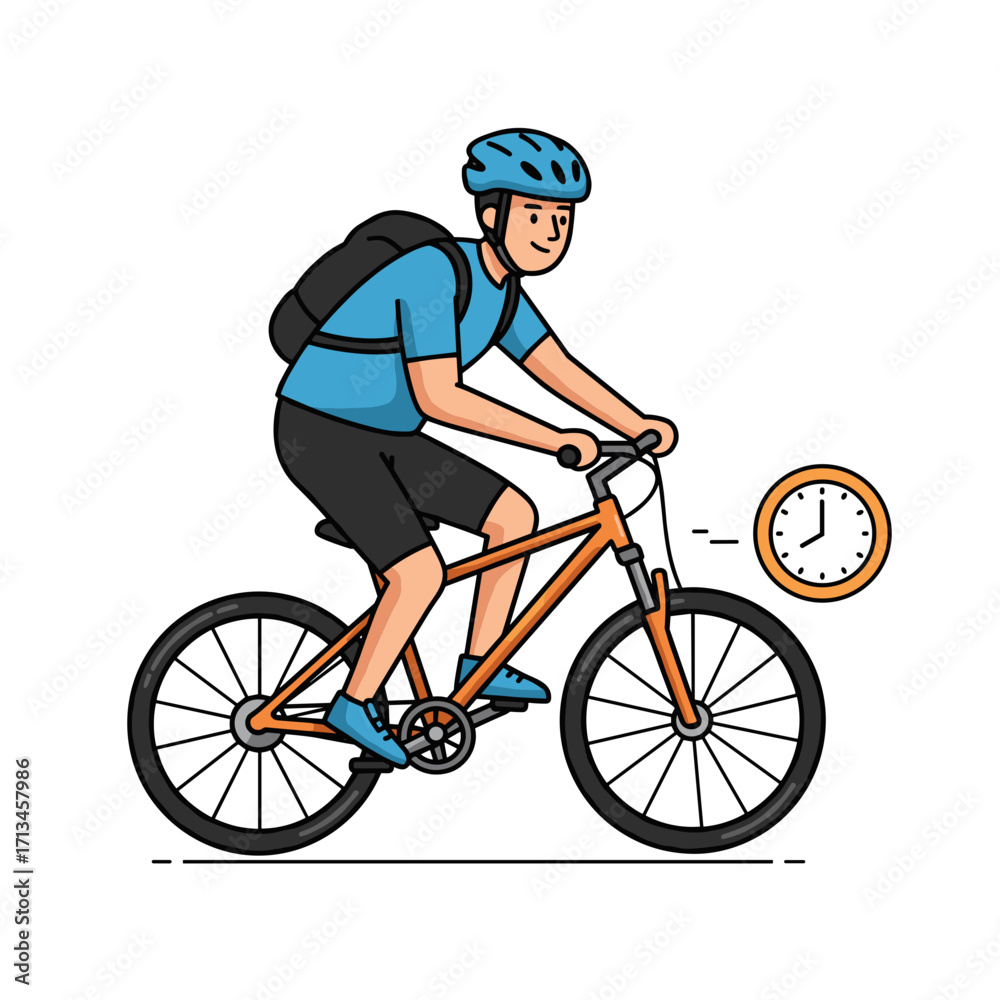 Obraz premium Cyclist wearing helmet riding mountain bike cartoon