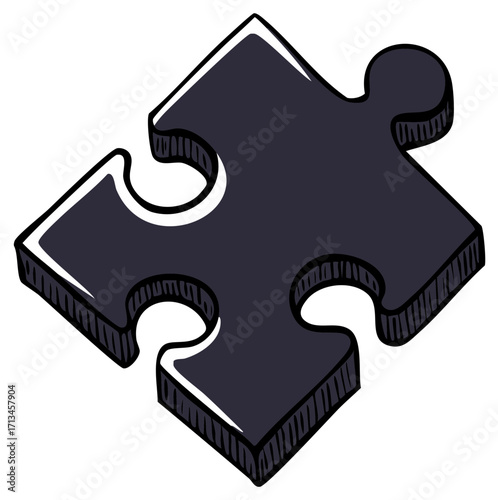 Isometric style puzzle piece illustration, strategy game, solution abstract