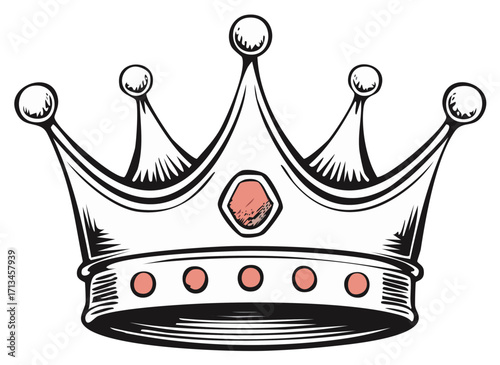 Royal Crown Drawing with Gems and Ornate Design Regal Authority Symbol
