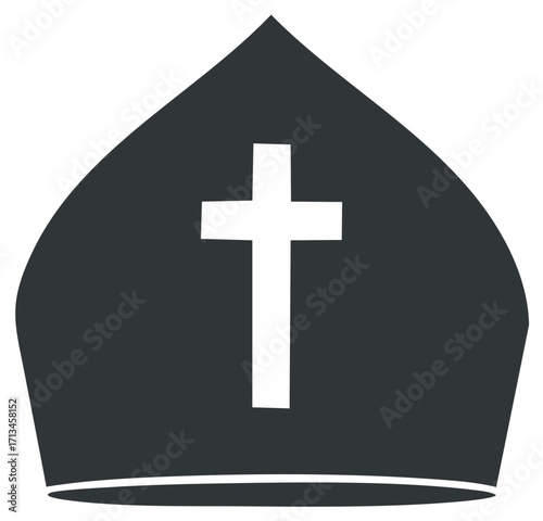 Religious miter with cross symbol representing Christian faith and spiritual leadership
