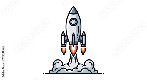 Rocket ship launch vector illustration for startup business and technology projects clip art design 100
