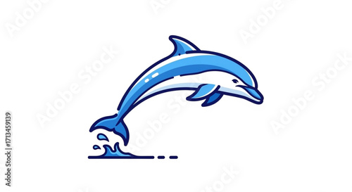 Cartoon dolphin jumping out of water vector illustration marine life aquatic animal ocean sea wildlife drawing