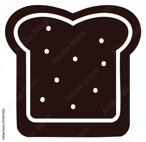Bread slice icon. Isolated single brown food graphic.