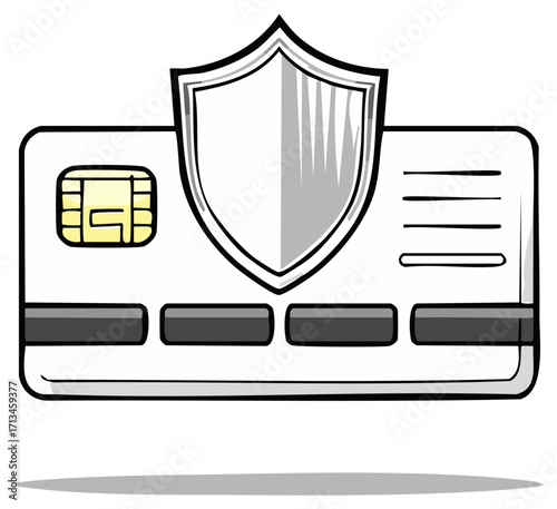 Credit card security protection shield depicting financial safety for transactions