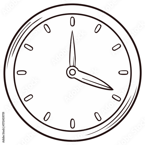Clock illustration showing the time, outline style